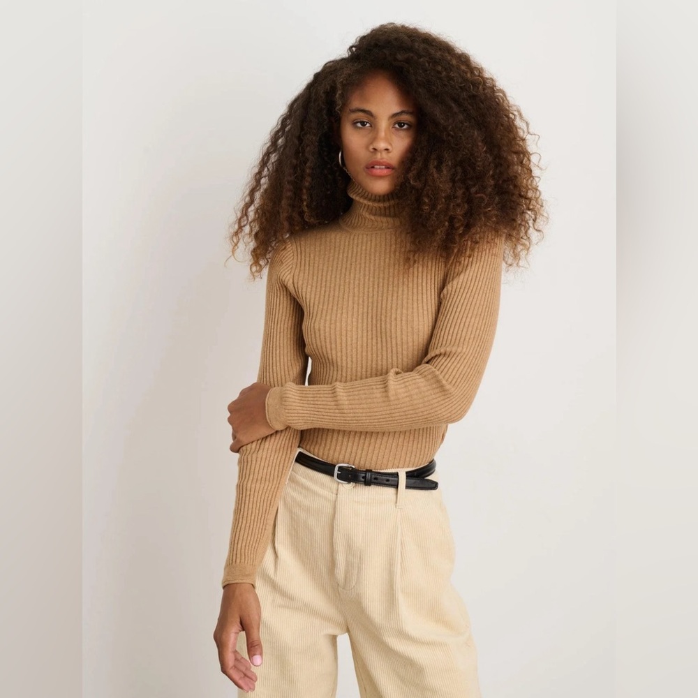 Alex Mill Christy Ribbed Turtleneck Camel (Small)